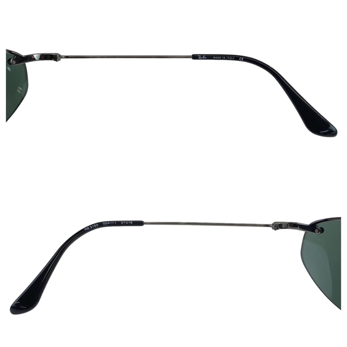 Ray-Ban Black Metal RB3155 004/71 57▫️16 Oval Sunglasses for Men