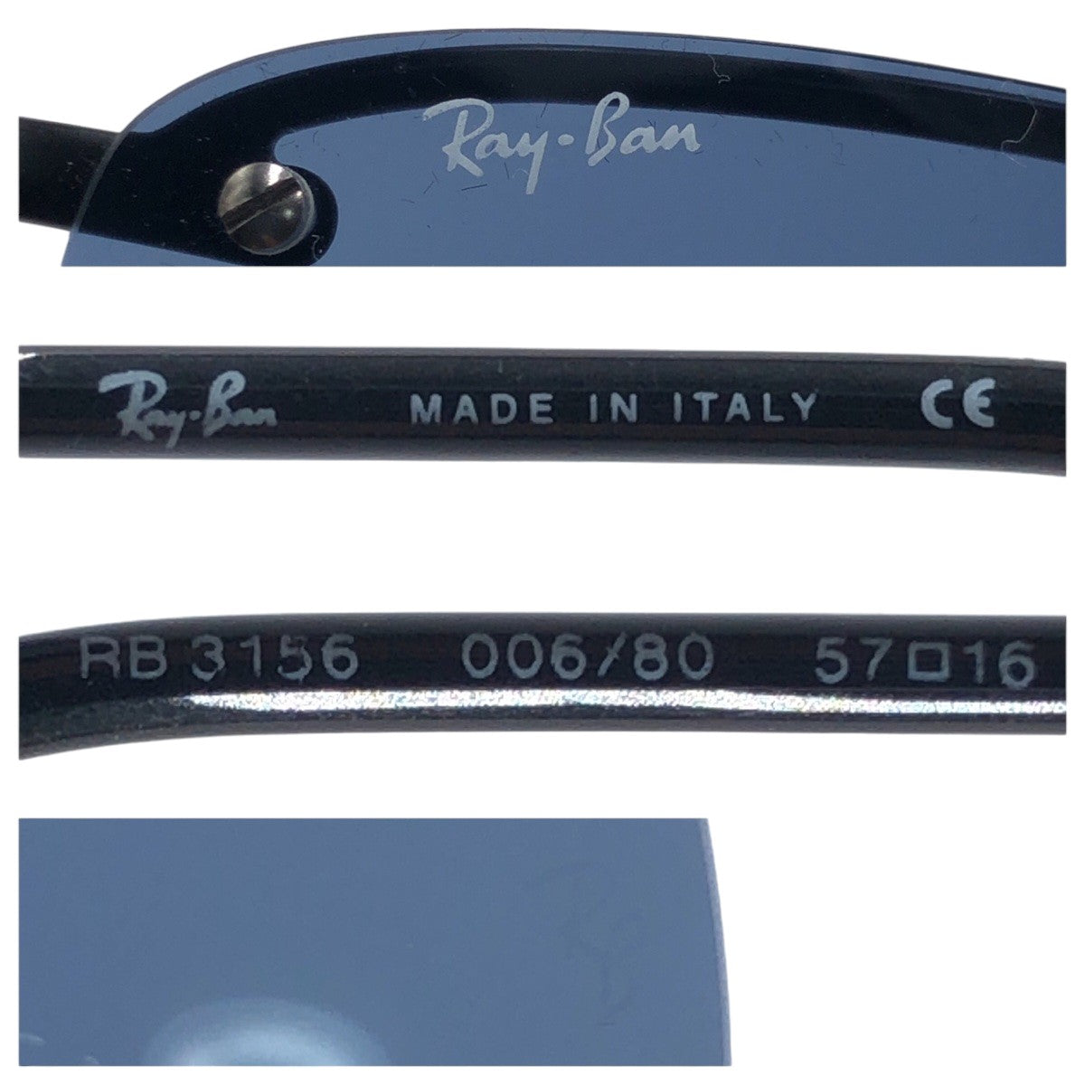 Ray-Ban B&amp;L Bausch &amp; Lomb Unisex Blue Black Metal RB3155 006/80 57□16 Sunglasses Square Men's