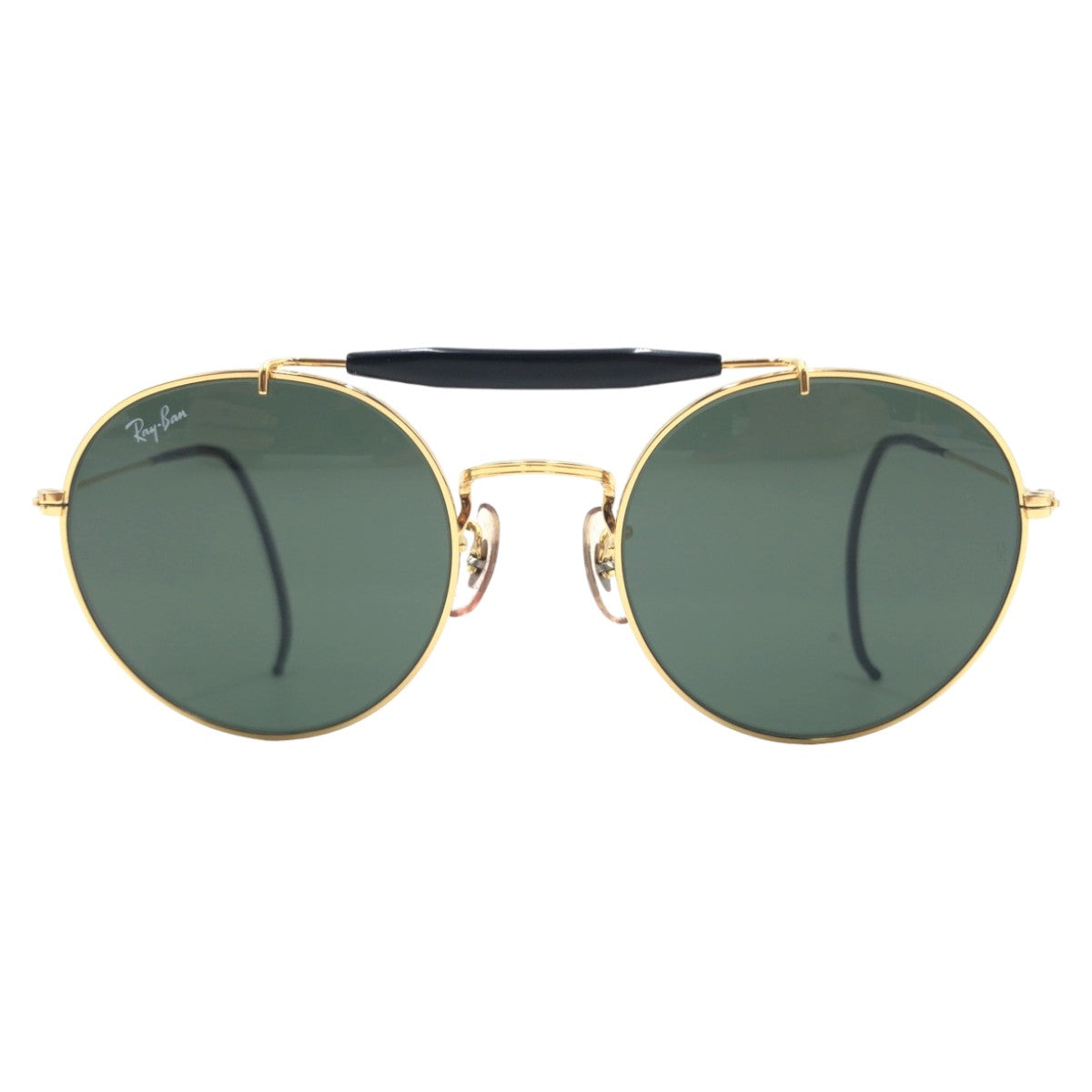 Ray-Ban B&amp;L RAY-BAN USAB Outdoorsman Unisex Gold Black Metal W1591 YJBJ Sunglasses Round Men's