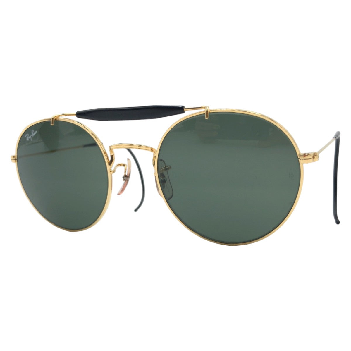 Ray-Ban B&amp;L RAY-BAN USAB Outdoorsman Unisex Gold Black Metal W1591 YJBJ Sunglasses Round Men's