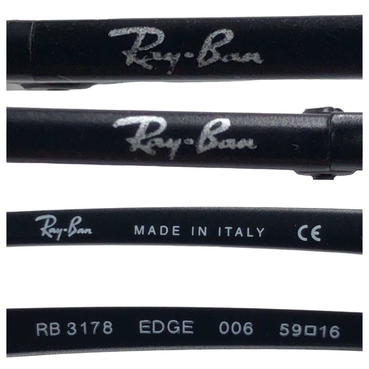 Ray-Ban EDGE006 Black Green Metal RB3178 59□16 Sunglasses Square Prescription Men's