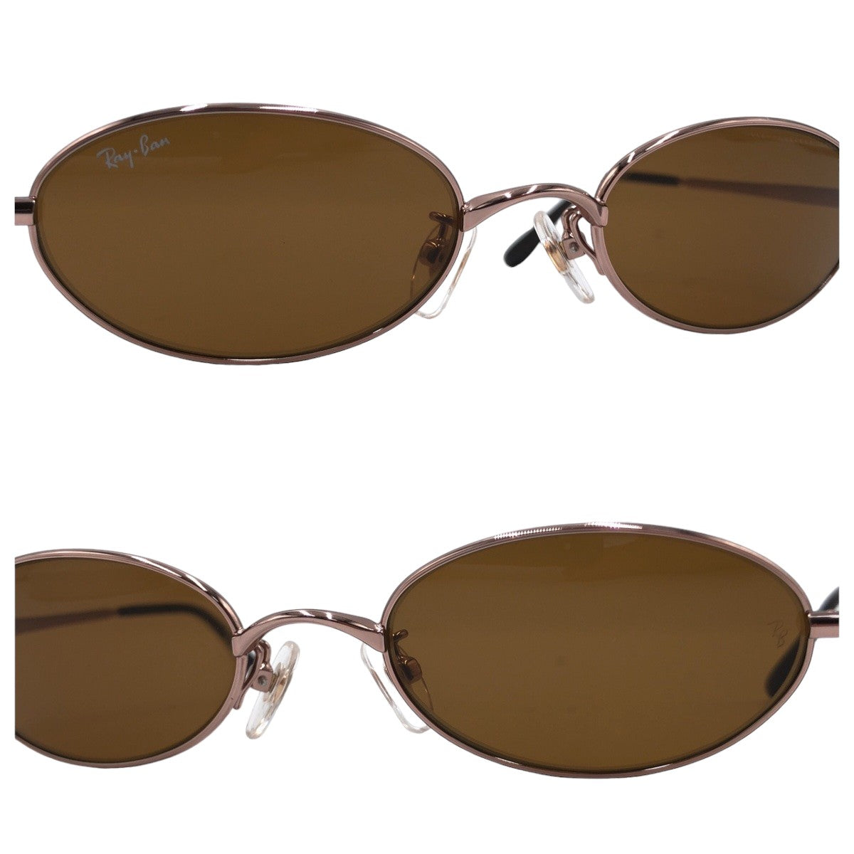 Ray-Ban Pink, Pink Gold, Brown, Metal, RB3150 016 49□19 130 Oval Sunglasses for Women