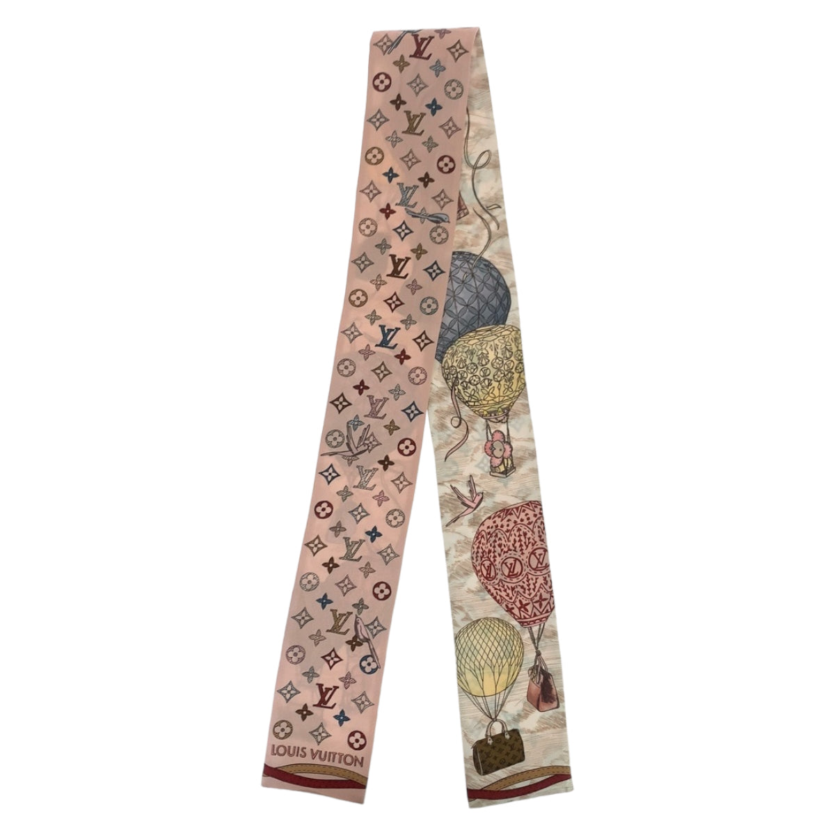 LOUIS VUITTON ルイヴィトン モノグラム バンドー アップ アンド アウェイ ローズクレール ピンク マルチカラー シルク M77680 スカーフ リボン タグ無し  レディース