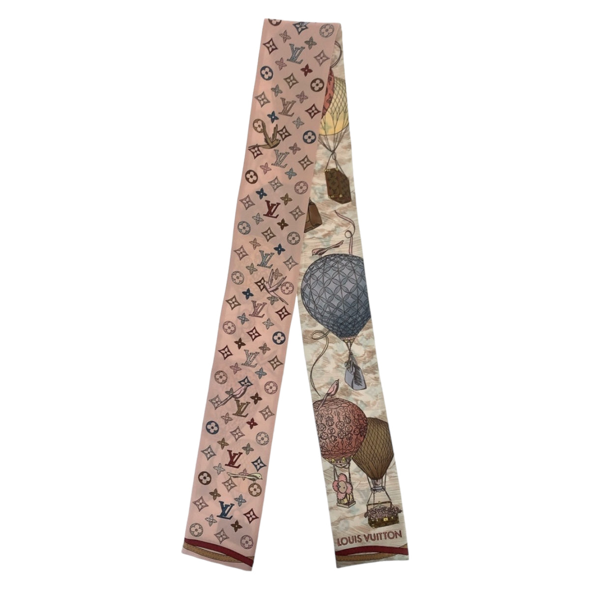 LOUIS VUITTON ルイヴィトン モノグラム バンドー アップ アンド アウェイ ローズクレール ピンク マルチカラー シルク M77680 スカーフ リボン タグ無し  レディース