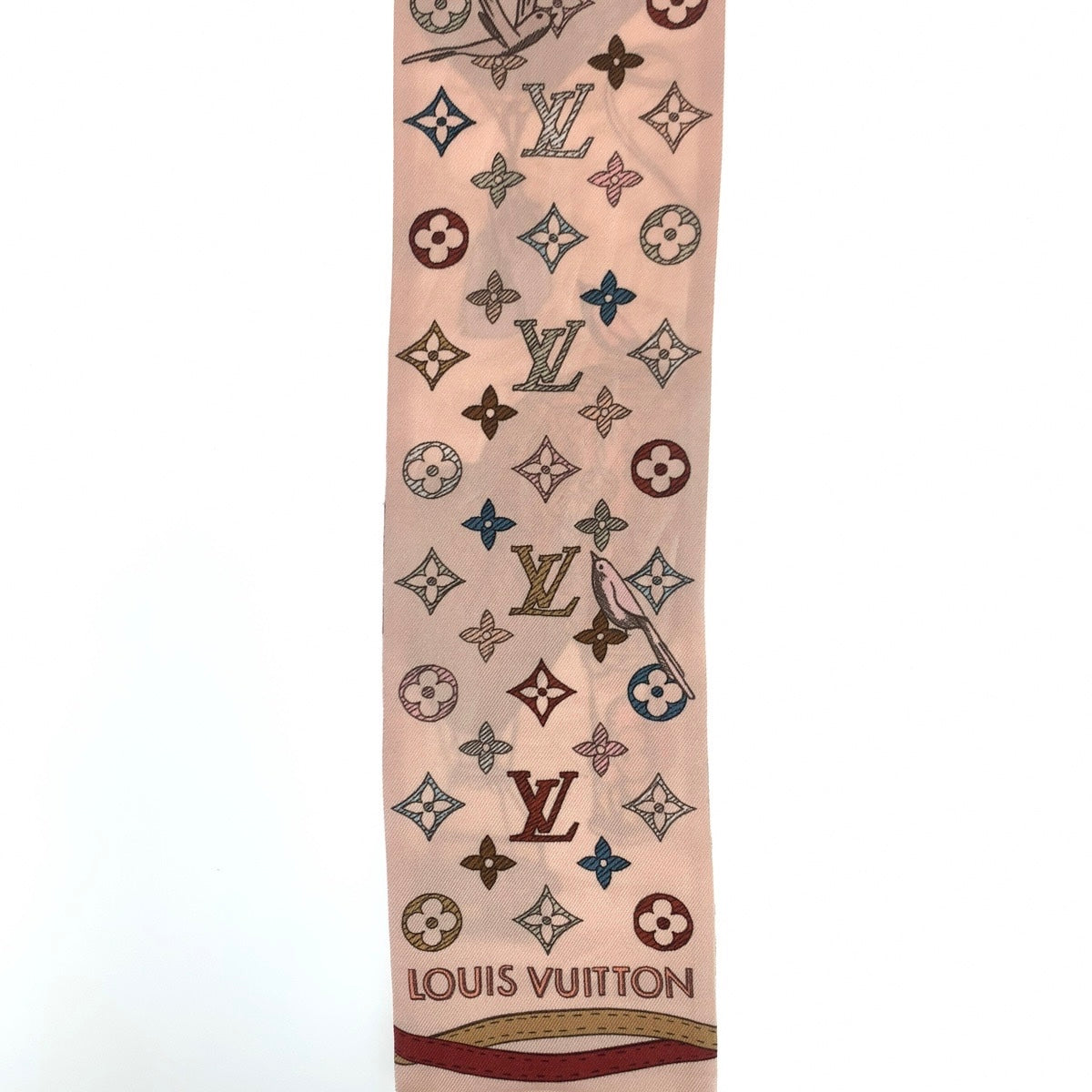 LOUIS VUITTON ルイヴィトン モノグラム バンドー アップ アンド アウェイ ローズクレール ピンク マルチカラー シルク M77680 スカーフ リボン タグ無し  レディース