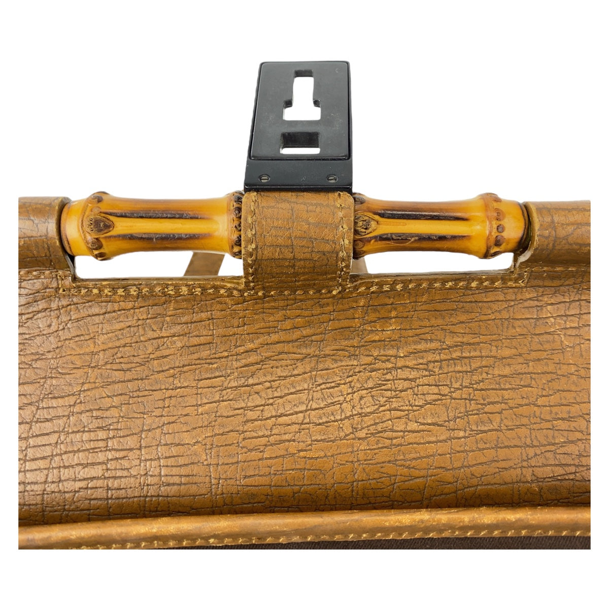 GUCCI グッチ バンブー ベージュ ブラウン キャメル ブラック金具 GGキャンバス / レザー 111715 トートバッグ 肩掛け 筒型  レディース