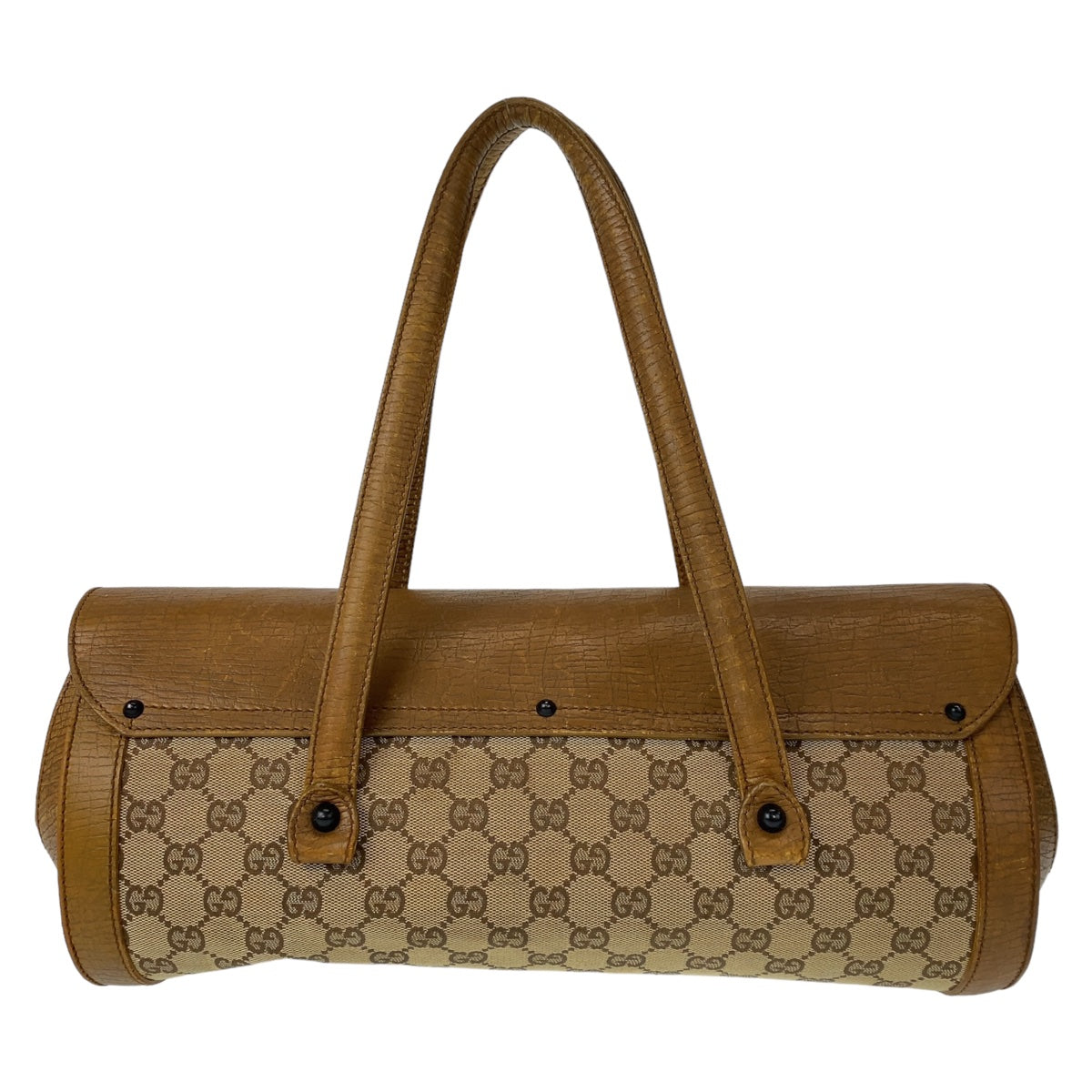 GUCCI グッチ バンブー ベージュ ブラウン キャメル ブラック金具 GGキャンバス / レザー 111715 トートバッグ 肩掛け 筒型  レディース
