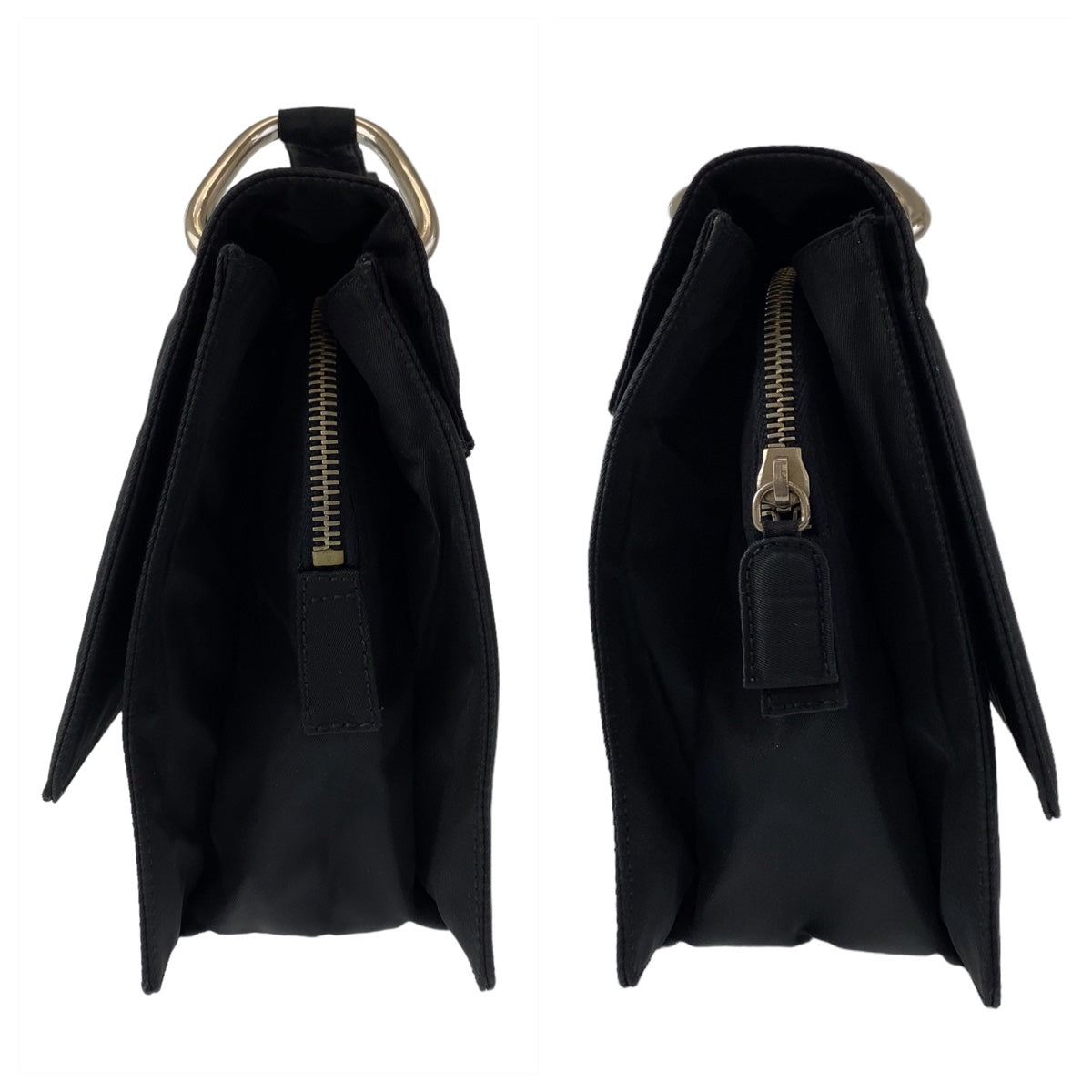 PRADA Tessuto Triangle Logo Plate Black Silver Hardware Nylon Shoulder Bag for Women