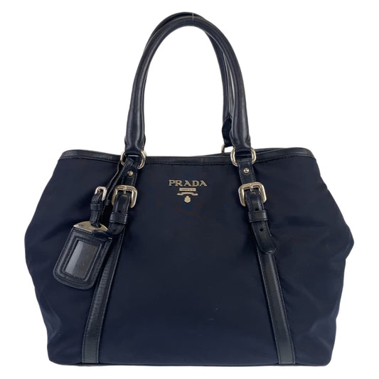 10735
PRADA プラダ テスート ネイビー ナイロン / レザー ハンドバッグ トートバッグ  レディース