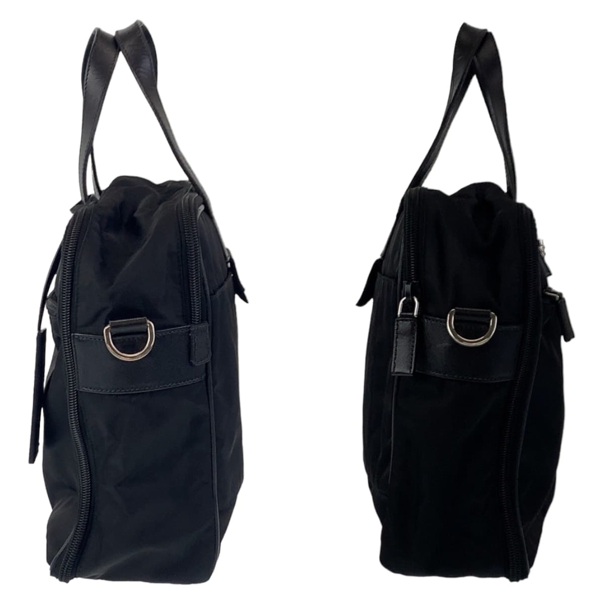 PRADA Prada Tessuto Triangle Logo Black Silver Hardware Nylon Briefcase Carry-on Bag Men's