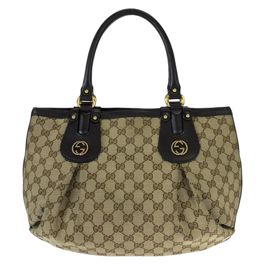 10748
 GUCCI Gucci Beige Brown GG Canvas / Leather 269953 Tote Bag Shoulder Bag Women's