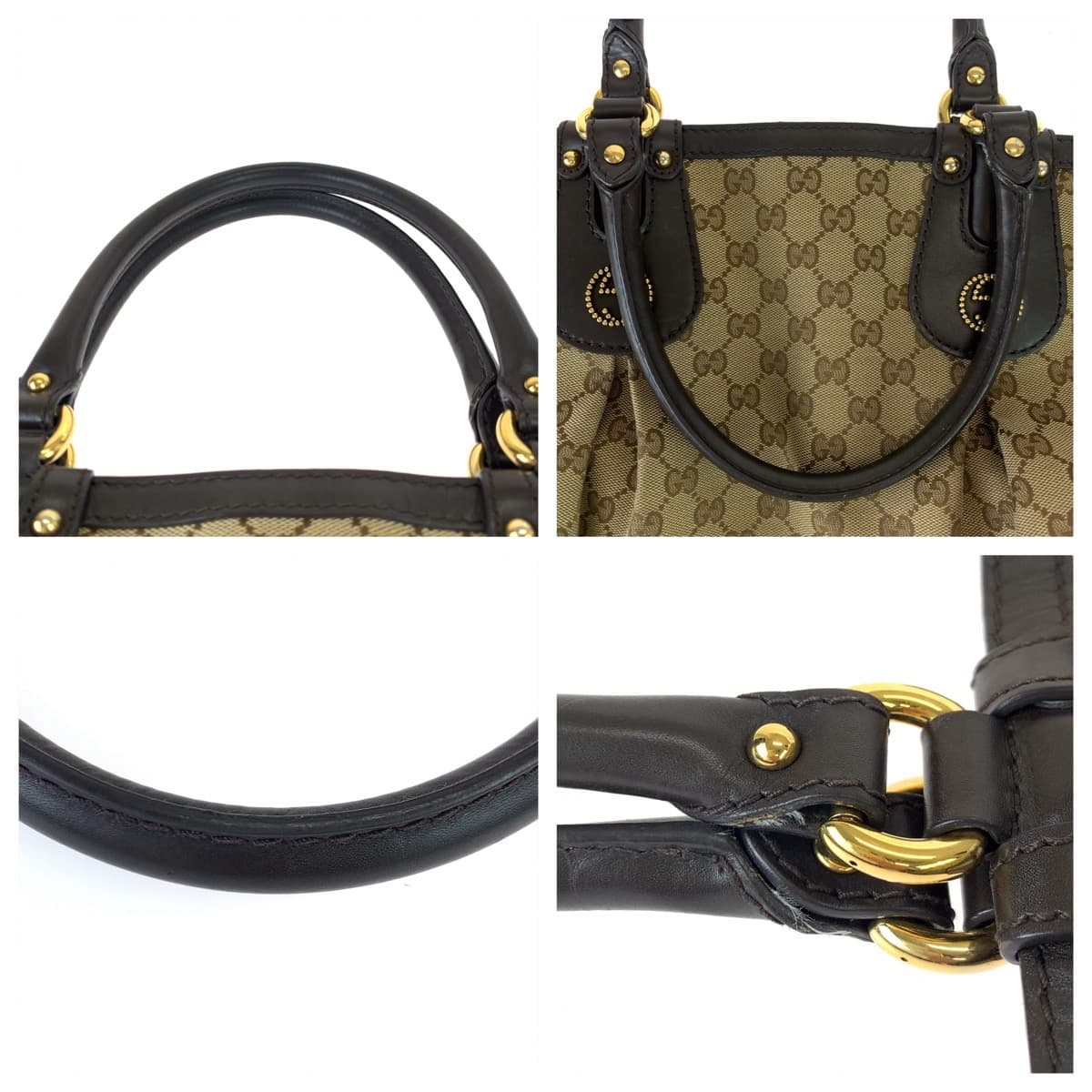 10748
GUCCI グッチ ベージュ ブラウン GGキャンバス / レザー 269953 トートバッグ ショルダーバッグ  レディース