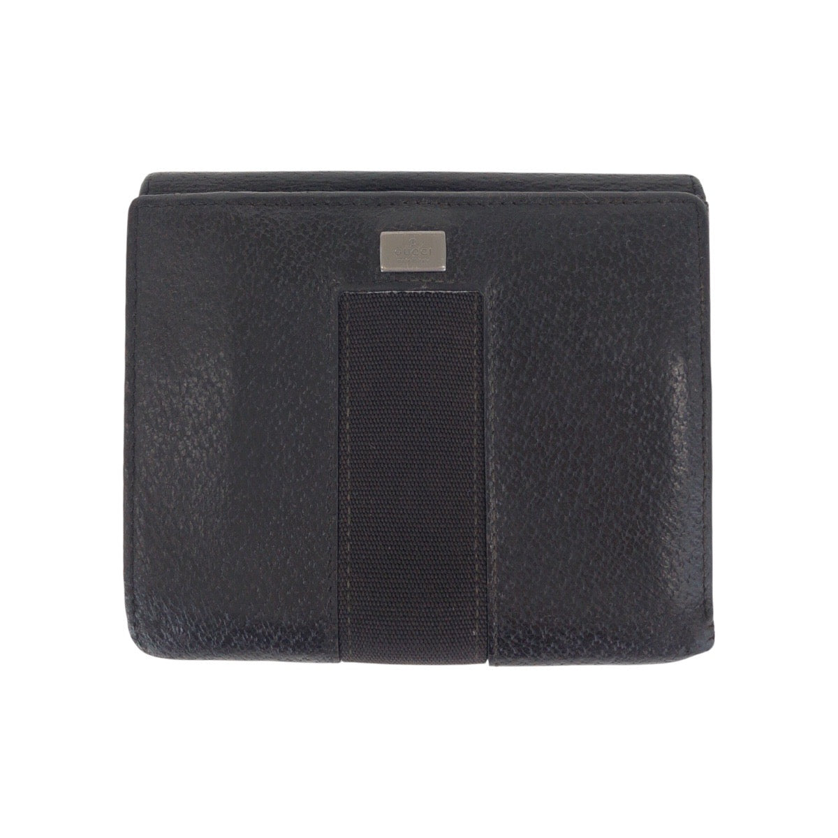 17093
GUCCI グッチ ブラック 黒 シルバー金具 レザー 035 1408 2090 折財布 コンパクトウォレット メンズ B3
