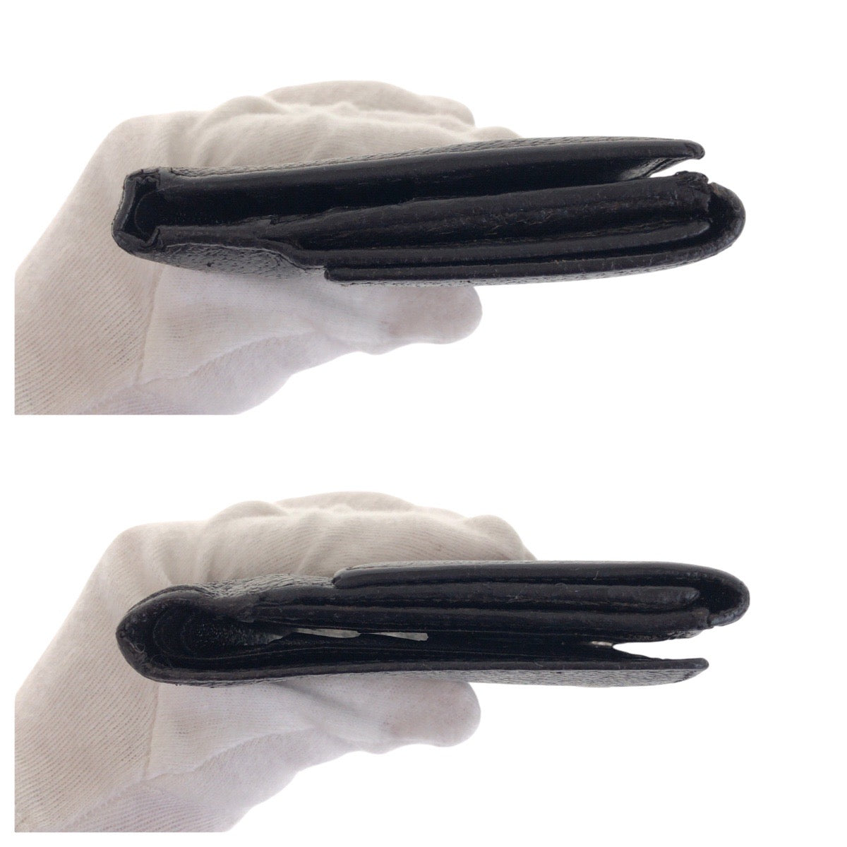 17093
GUCCI グッチ ブラック 黒 シルバー金具 レザー 035 1408 2090 折財布 コンパクトウォレット メンズ B3