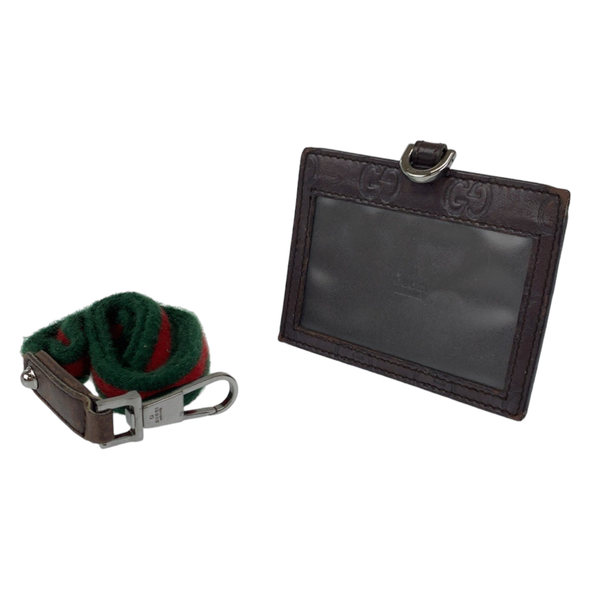 GUCCI グッチ シェリーライン グッチシマ ブラウン 茶 シルバー金具 レザー ストラップ IDケース ネックストラップ  メンズ
