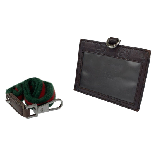 GUCCI グッチ シェリーライン グッチシマ ブラウン 茶 シルバー金具 レザー ストラップ IDケース ネックストラップ  メンズ