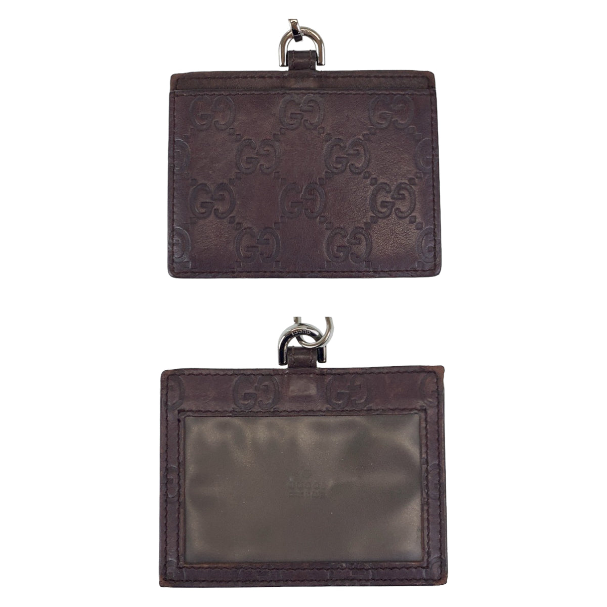 GUCCI グッチ シェリーライン グッチシマ ブラウン 茶 シルバー金具 レザー ストラップ IDケース ネックストラップ  メンズ
