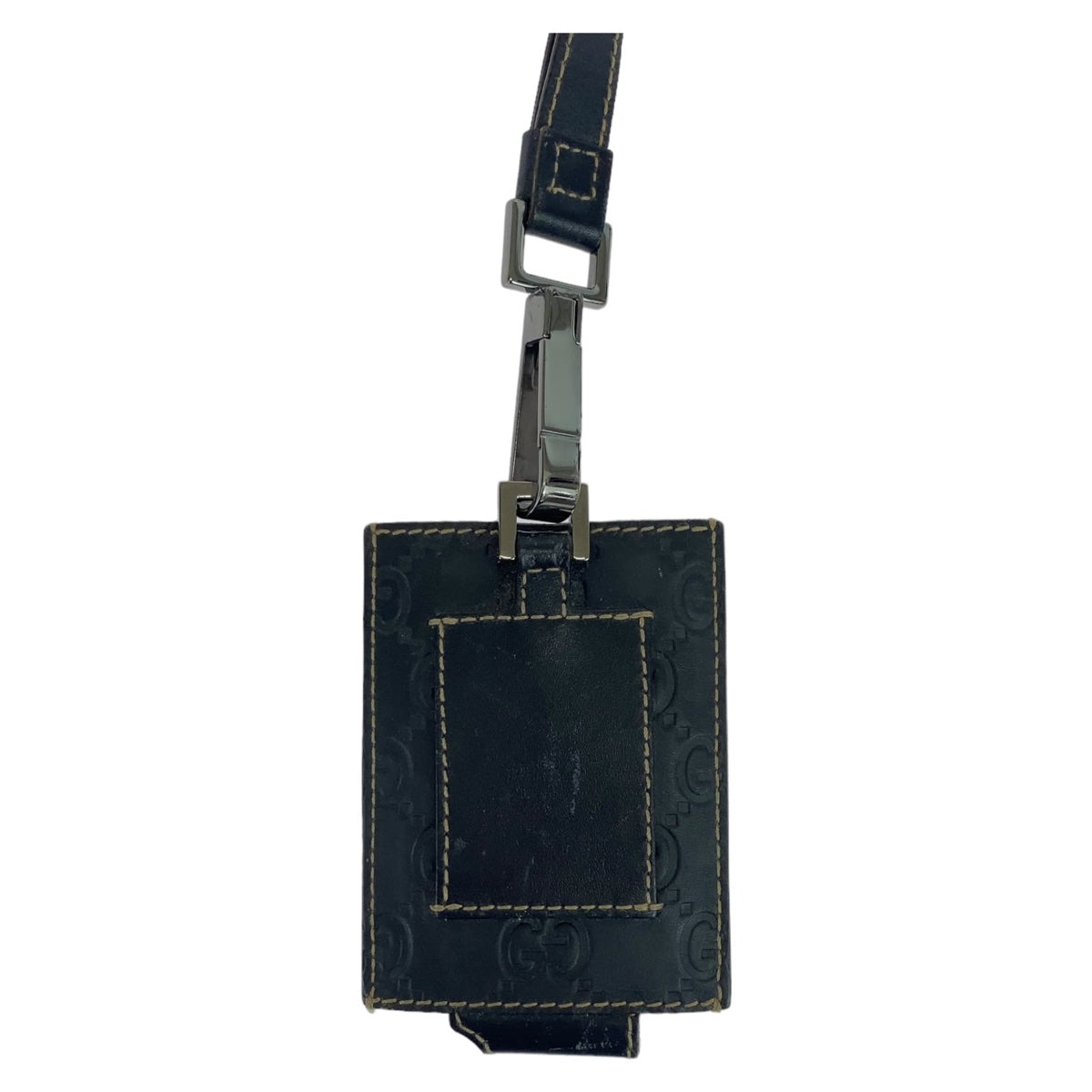 GUCCI グッチ グッチシマ ブラック 黒 シルバー金具 レザー ストラップ ネックストラップ  メンズ