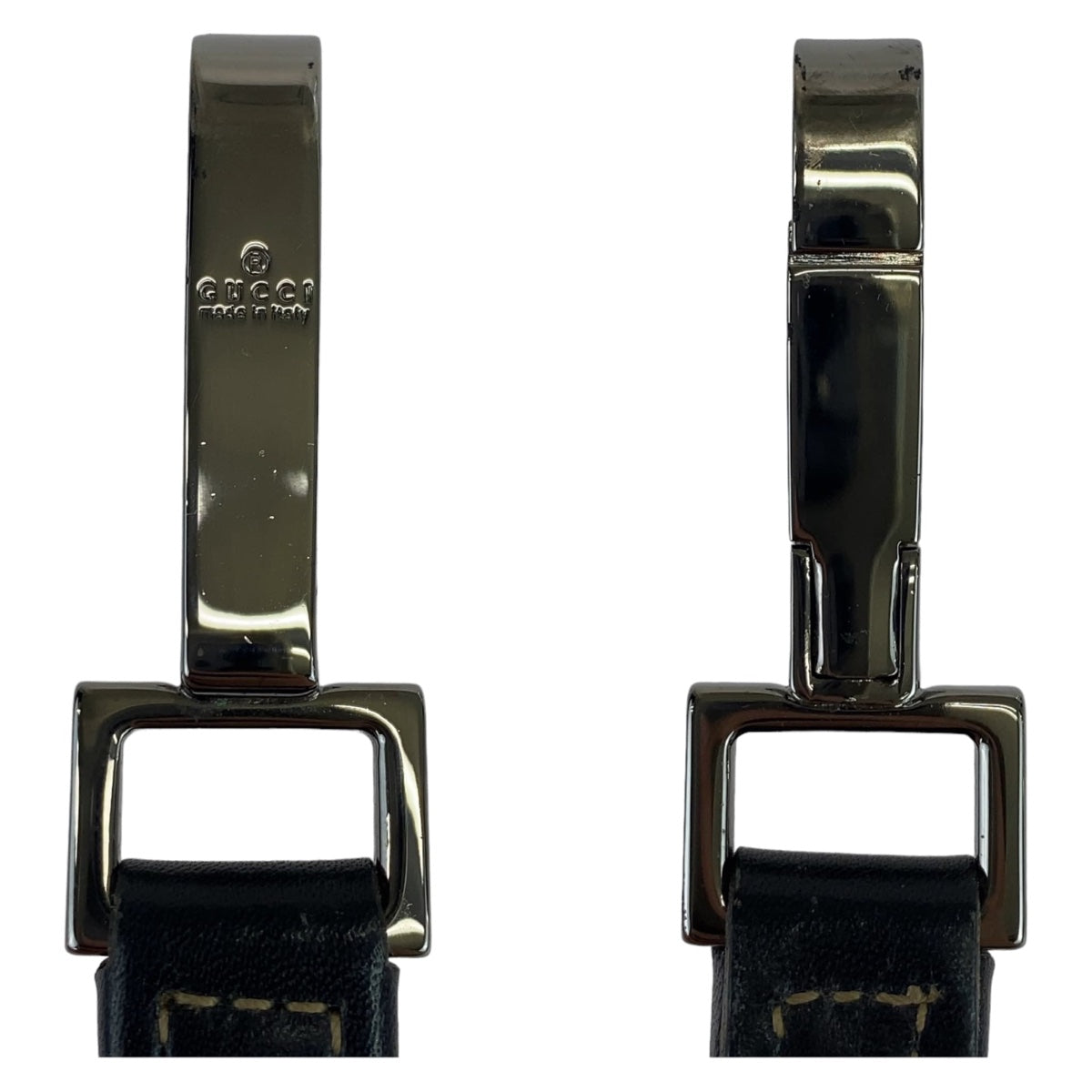 GUCCI グッチ グッチシマ ブラック 黒 シルバー金具 レザー ストラップ ネックストラップ  メンズ