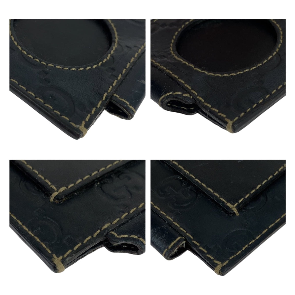 GUCCI グッチ グッチシマ ブラック 黒 シルバー金具 レザー ストラップ ネックストラップ  メンズ