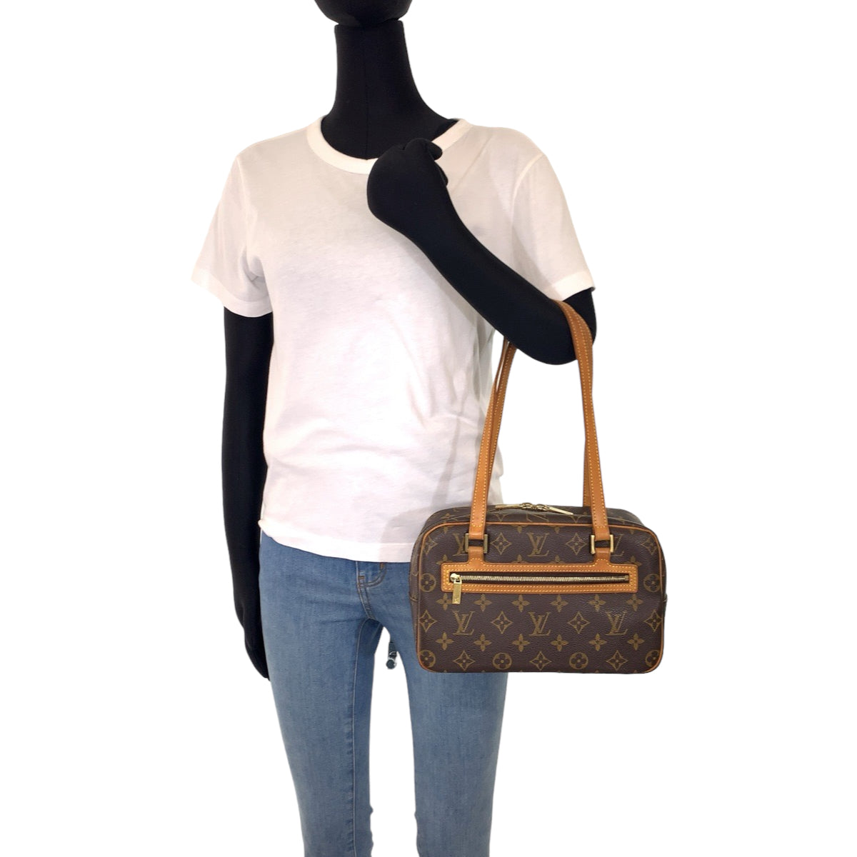 LOUIS VUITTON ルイヴィトン モノグラム シテ MM ベタ無し ブラウン 茶 ゴールド金具 PVC M51182 ショルダーバッグ ハンドバッグ 肩掛け  レディース