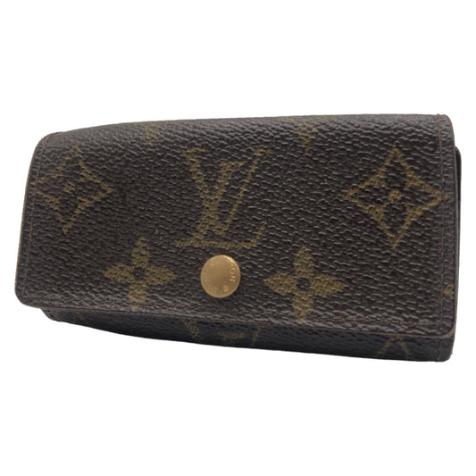 LOUIS VUITTON Louis Vuitton Monogram Multicle 4 Unisex Brown Gold Hardware PVC M62631 4-Key Case for Women