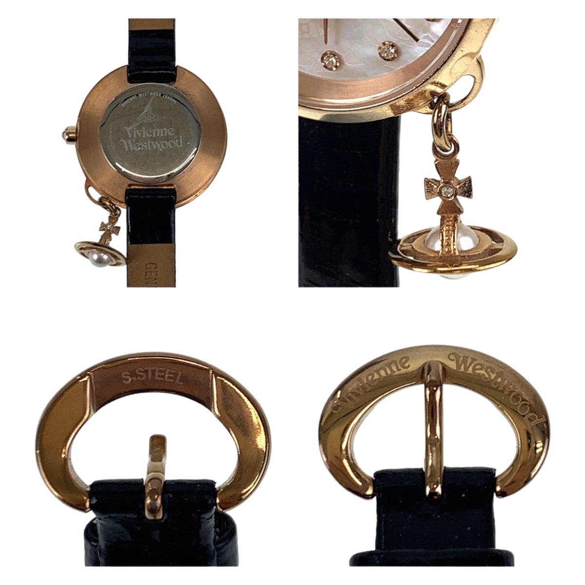 Vivienne Westwood ヴィヴィアンウエストウッド ブラック 黒 ゴールド金具 レザー / ステンレススチール VV139WHBK 腕時計 電池式 日常生活防水 クオーツ  レディース