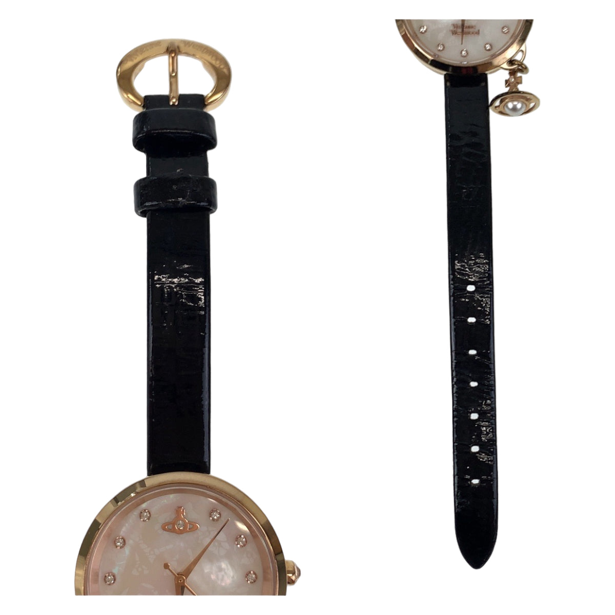 Vivienne Westwood ヴィヴィアンウエストウッド ブラック 黒 ゴールド金具 レザー / ステンレススチール VV139WHBK 腕時計 電池式 日常生活防水 クオーツ  レディース