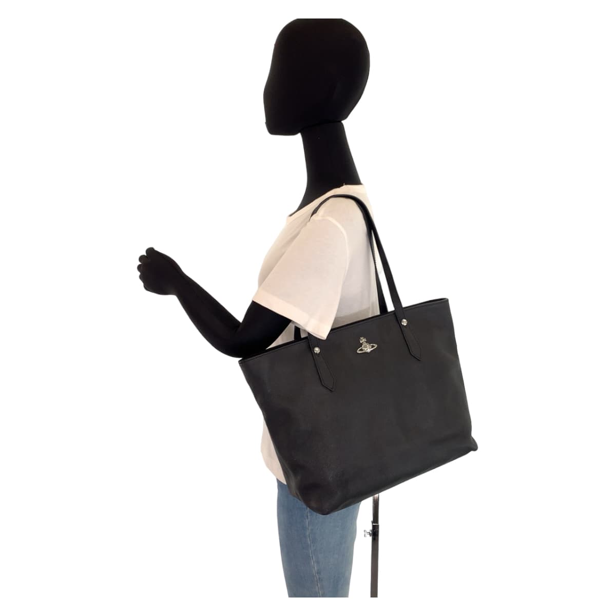 Vivienne Westwood ヴィヴィアンウエストウッド ブラック 黒 シルバー金具 レザー ショルダーバッグ トートバッグ  レディース