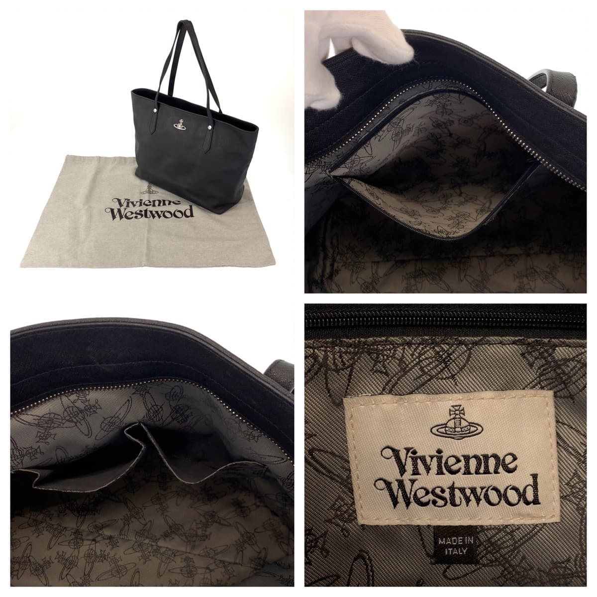 Vivienne Westwood ヴィヴィアンウエストウッド ブラック 黒 シルバー金具 レザー ショルダーバッグ トートバッグ  レディース