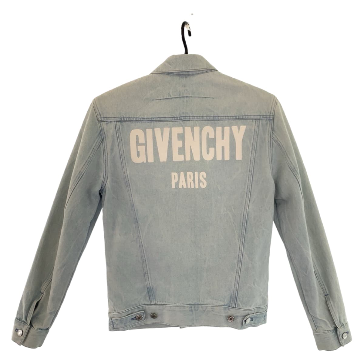 GIVENCHY ジバンシィ サイズS ライトブルー 水色 ホワイト シルバー金具 コットンデニム デニムジャケット Gジャン バックロゴ  メンズ