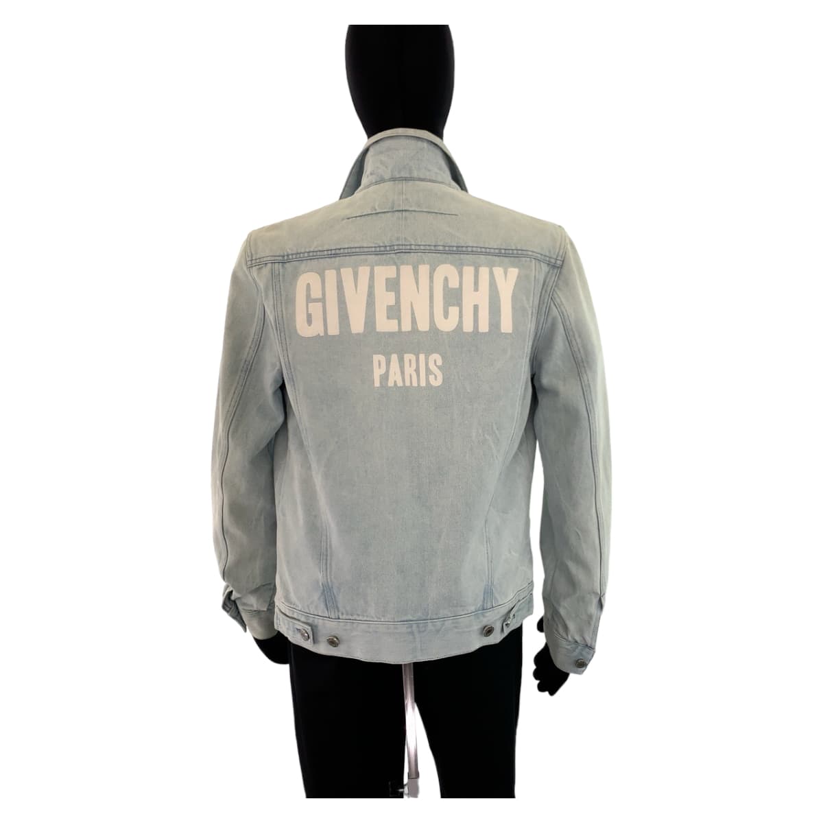 GIVENCHY ジバンシィ サイズS ライトブルー 水色 ホワイト シルバー金具 コットンデニム デニムジャケット Gジャン バックロゴ  メンズ
