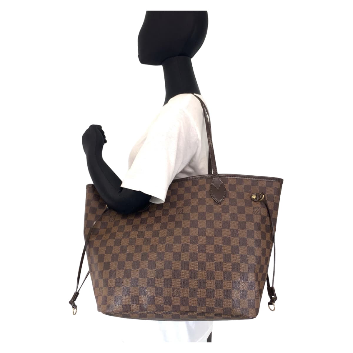 LOUIS VUITTON ルイヴィトン ダミエ ネヴァーフル MM エベヌ ブラウン 茶 レッド PVC N51105 ショルダーバッグ トートバッグ A4収納  レディース