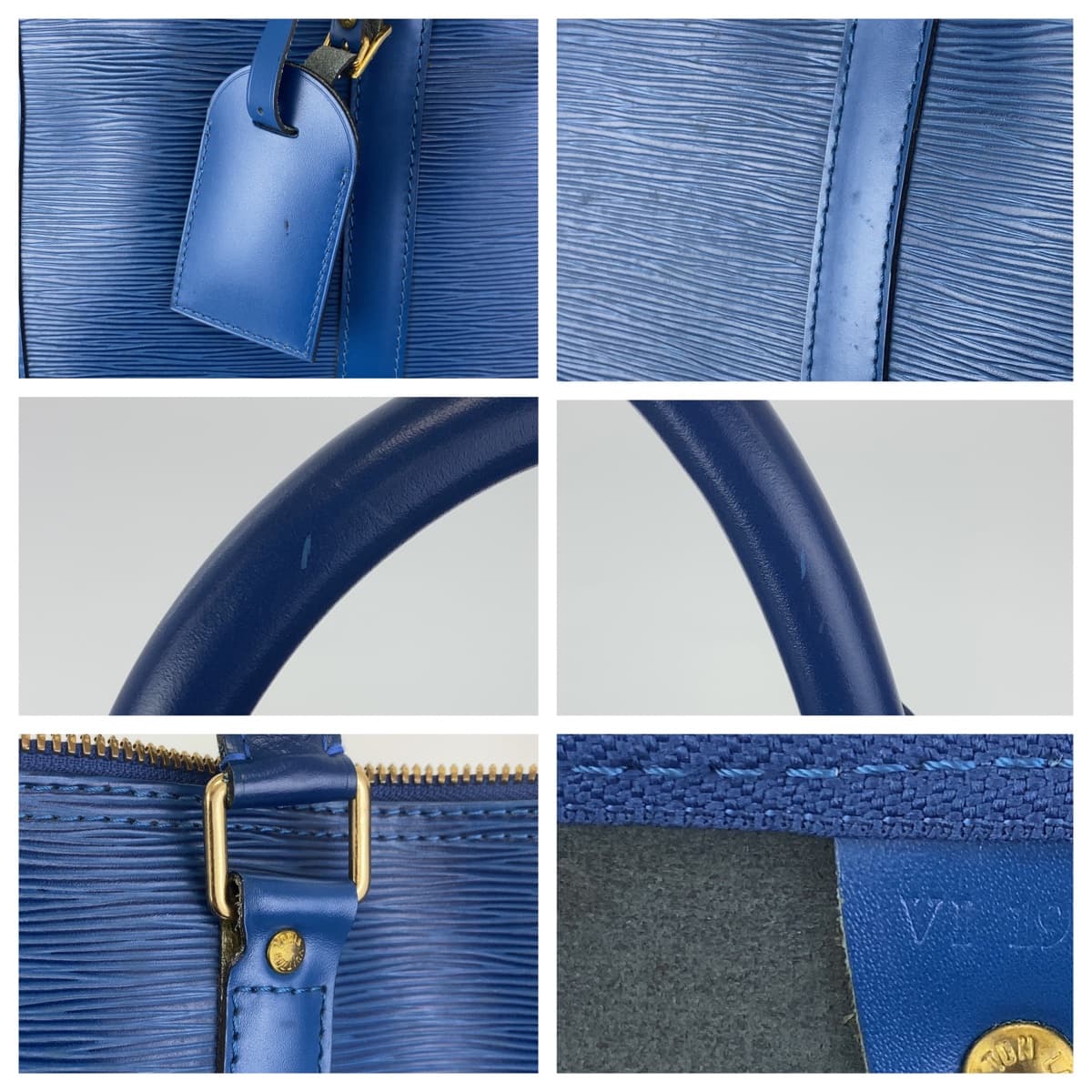 LOUIS VUITTON ルイヴィトン エピ キーポル55 トレドブルー 青 ゴールド金具 レザー M42958 ボストンバッグ 旅行バッグ 男女兼用  レディース