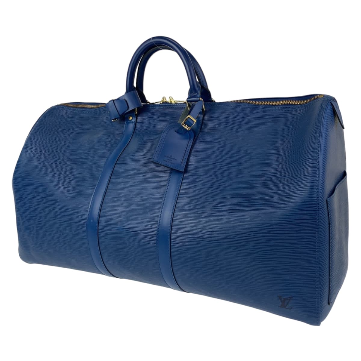 LOUIS VUITTON ルイヴィトン エピ キーポル55 トレドブルー 青 ゴールド金具 レザー M42958 ボストンバッグ 旅行バッグ 男女兼用  レディース