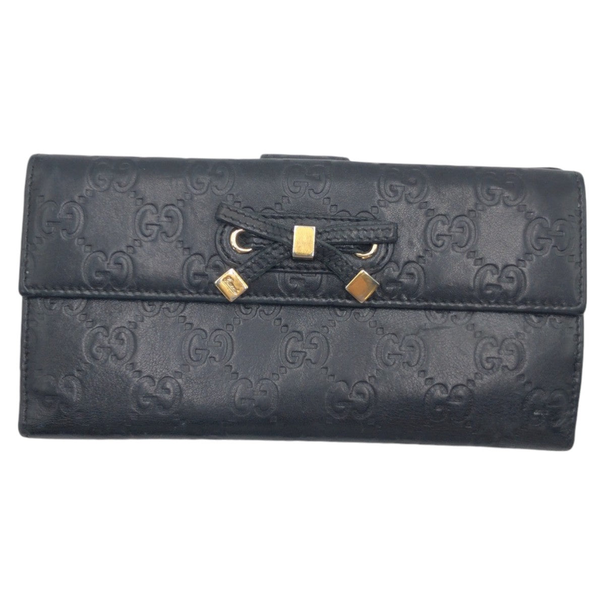 12820
GUCCI グッチ プリンシー グッチシマ ブラック 黒 ゴールド金具 レザー 167464 長財布 ロングウォレット  レディース