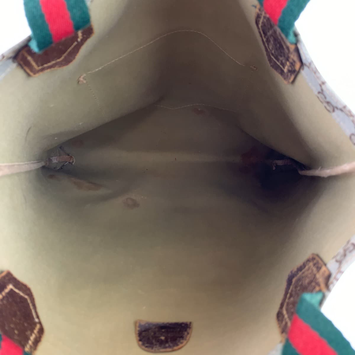 GUCCI グッチ ヴィンテージ オールドグッチ シェリーライン グレー ブラウン 茶 GGスプリームキャンバス / レザー ショルダーバッグ トートバッグ  レディース