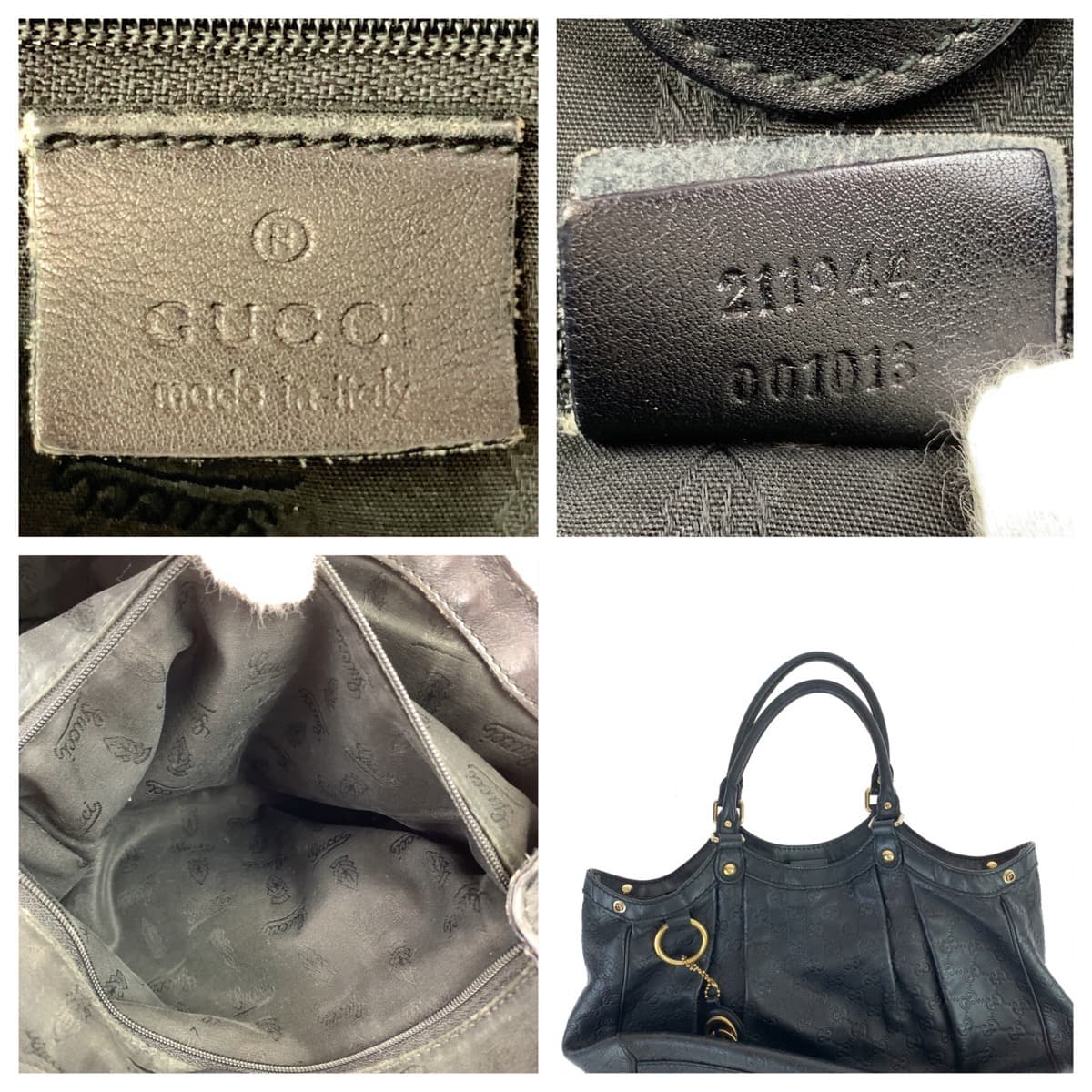 GUCCI グッチ グッチシマ インターロッキング スーキー ブラック 黒 ゴールド金具 レザー 211944 ショルダーバッグ ハンドバッグ  レディース
