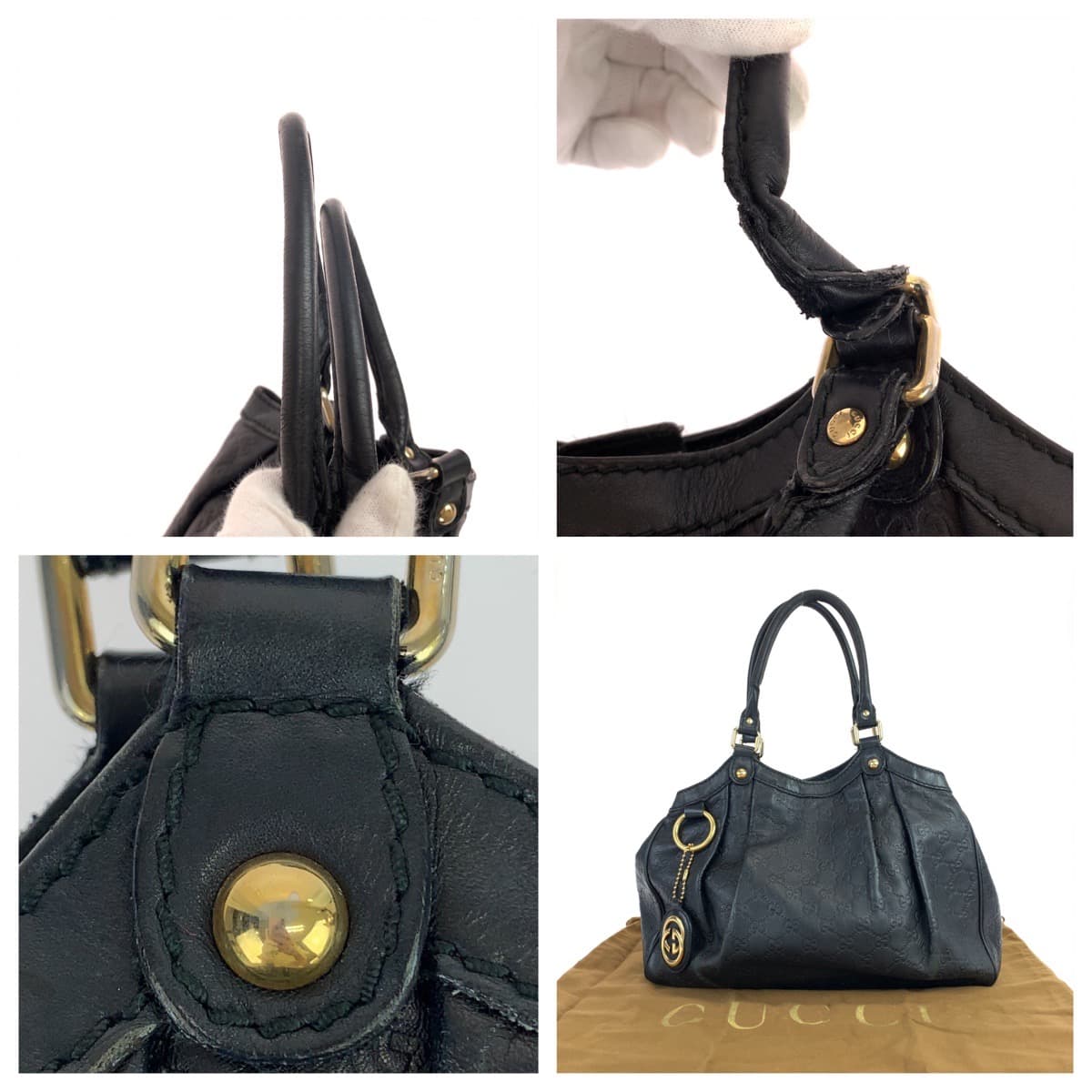 GUCCI グッチ グッチシマ インターロッキング スーキー ブラック 黒 ゴールド金具 レザー 211944 ショルダーバッグ ハンドバッグ  レディース