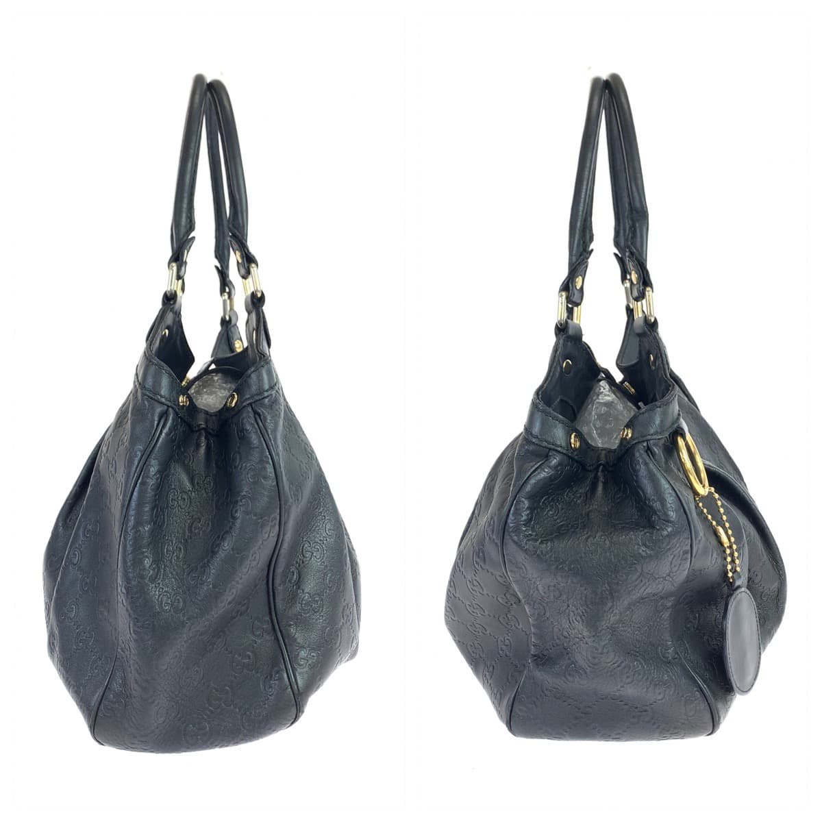 GUCCI グッチ グッチシマ インターロッキング スーキー ブラック 黒 ゴールド金具 レザー 211944 ショルダーバッグ ハンドバッグ  レディース