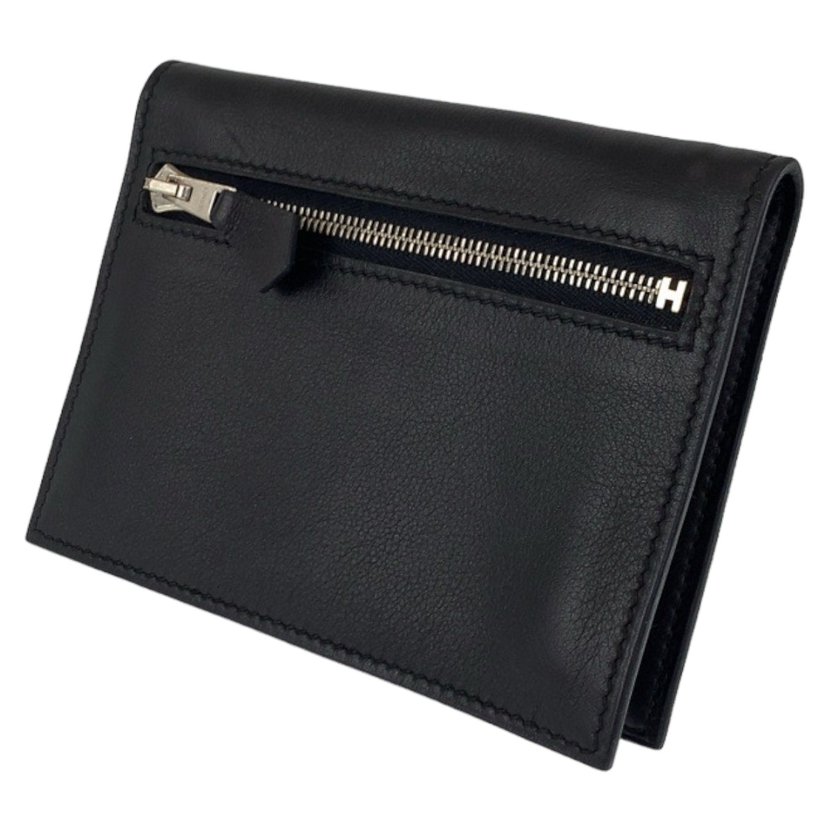 HERMES エルメス ジップザップ ブラック 黒 シルバー金具 ヴォースイフト 二つ折り財布 コンパクトウォレット □L刻印  メンズ