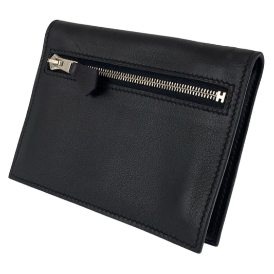 HERMES エルメス ジップザップ ブラック 黒 シルバー金具 ヴォースイフト 二つ折り財布 コンパクトウォレット □L刻印  メンズ