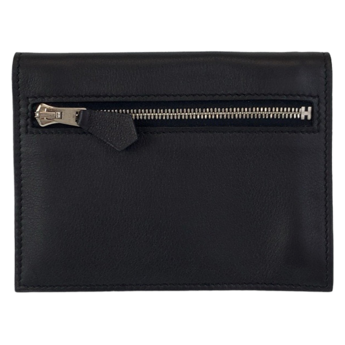 HERMES エルメス ジップザップ ブラック 黒 シルバー金具 ヴォースイフト 二つ折り財布 コンパクトウォレット □L刻印  メンズ