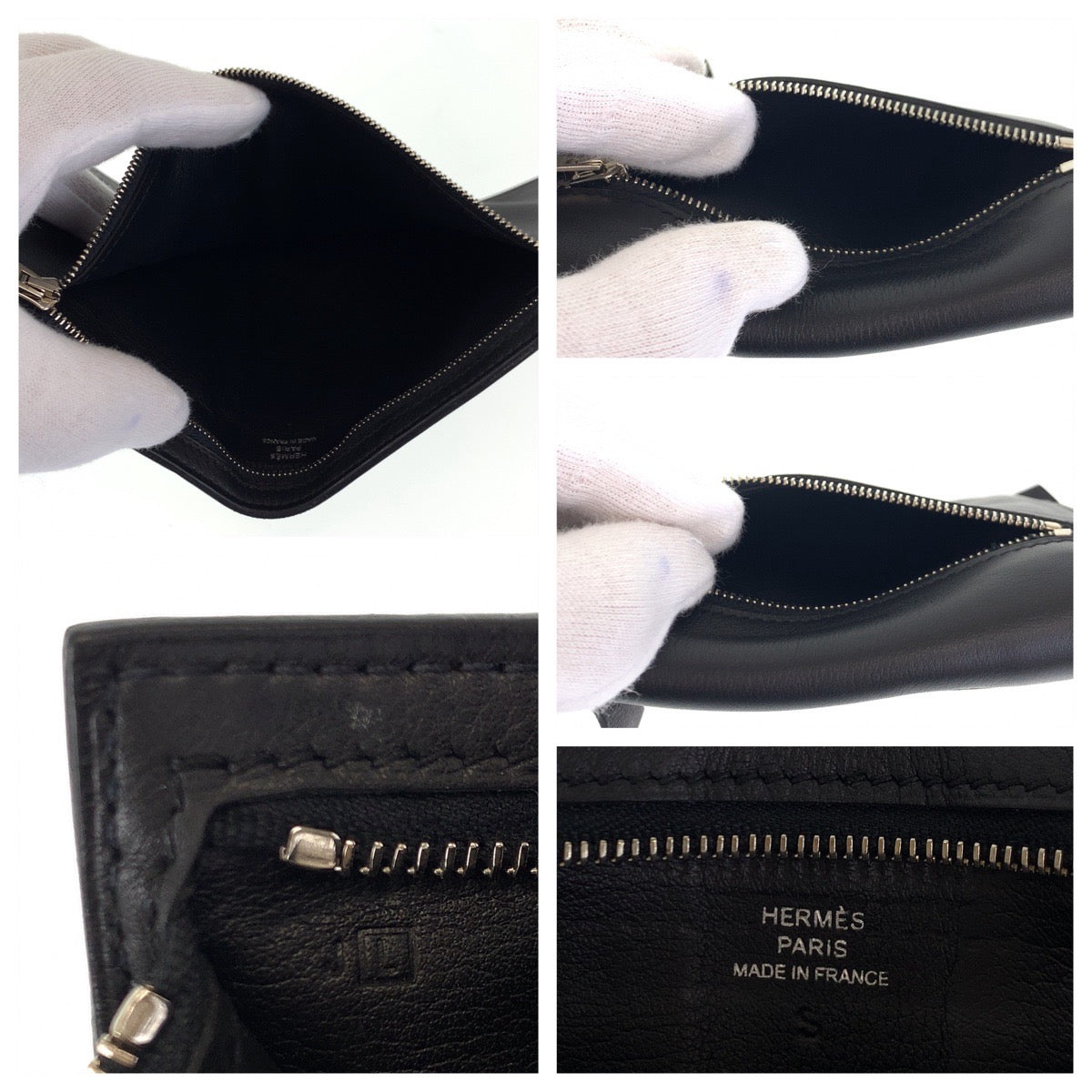 HERMES エルメス ジップザップ ブラック 黒 シルバー金具 ヴォースイフト 二つ折り財布 コンパクトウォレット □L刻印  メンズ