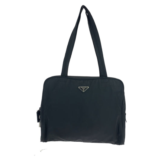 10762
 PRADA Prada Tessuto Triangle Logo Plate Black Silver Hardware Nylon Shoulder Bag Handbag Tote Bag Women's