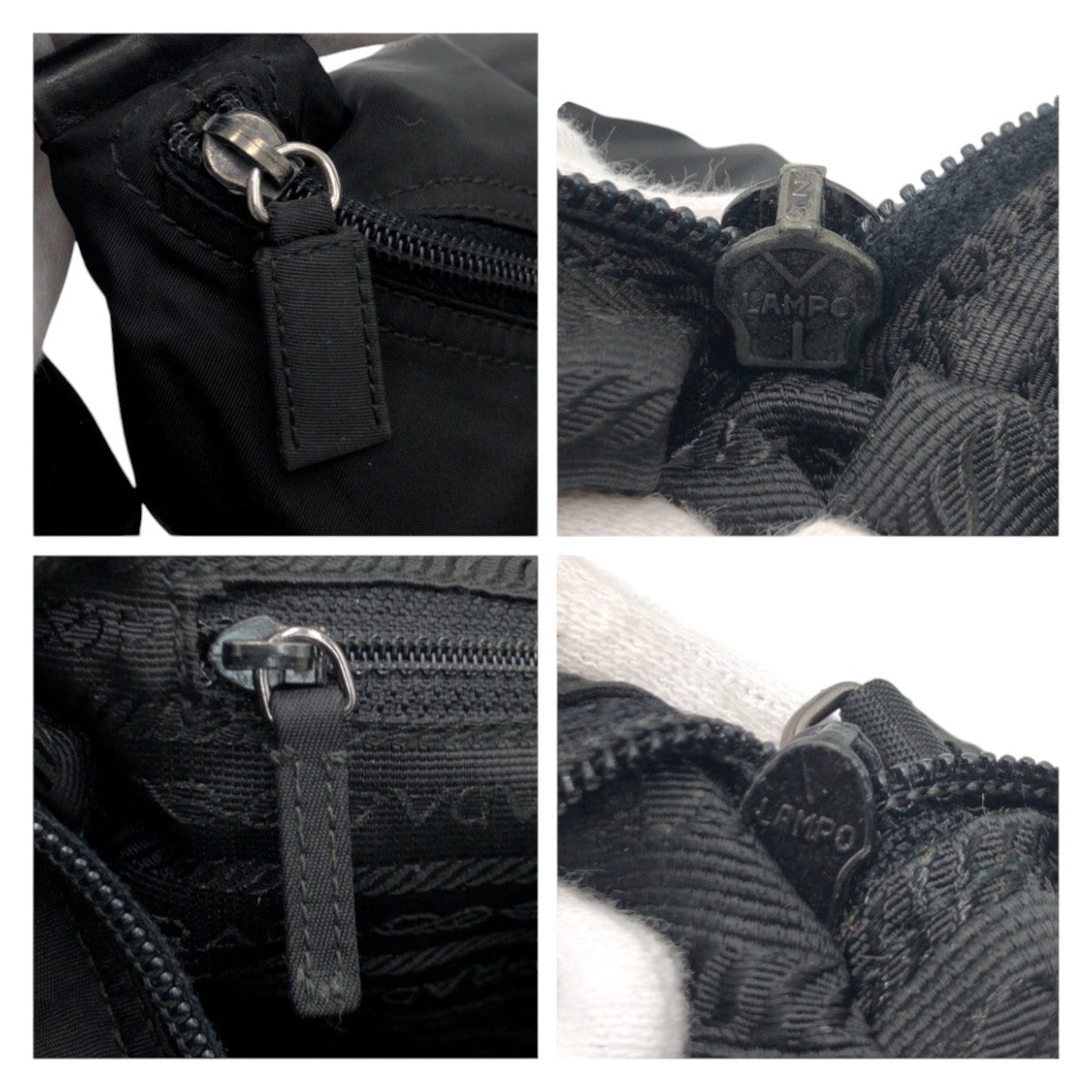 PRADA Tessuto Triangle Logo Plate Black Silver Hardware Nylon Shoulder Bag One Shoulder Bag Women's