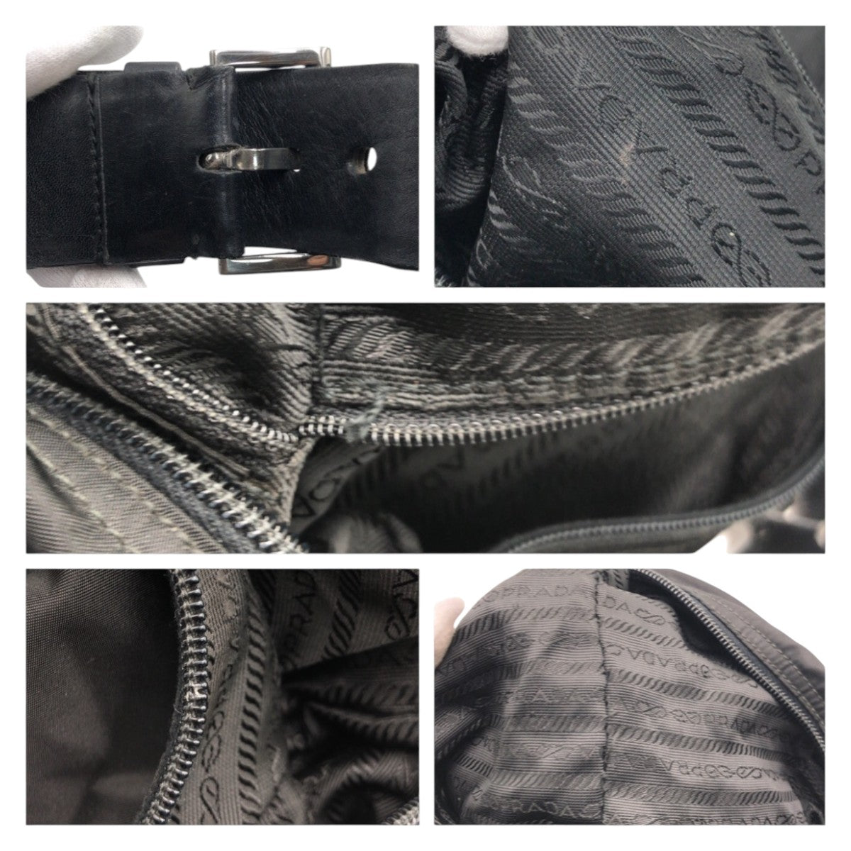 PRADA Tessuto Triangle Logo Plate Black Silver Hardware Nylon Shoulder Bag One Shoulder Bag Women's