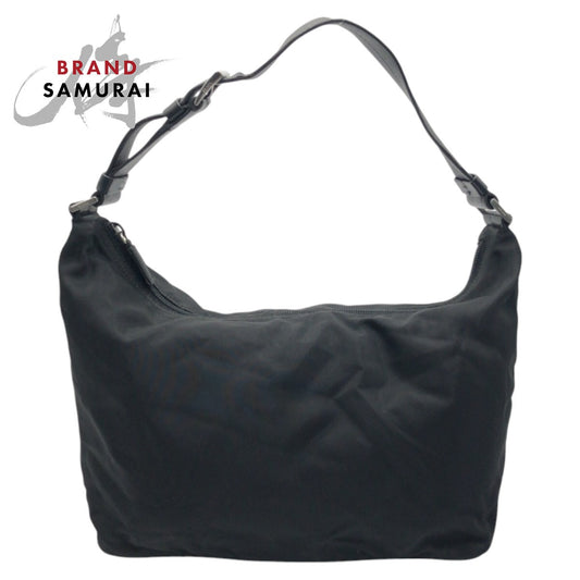 PRADA Tessuto Triangle Logo Plate Black Silver Hardware Nylon Shoulder Bag One Shoulder Bag Women's