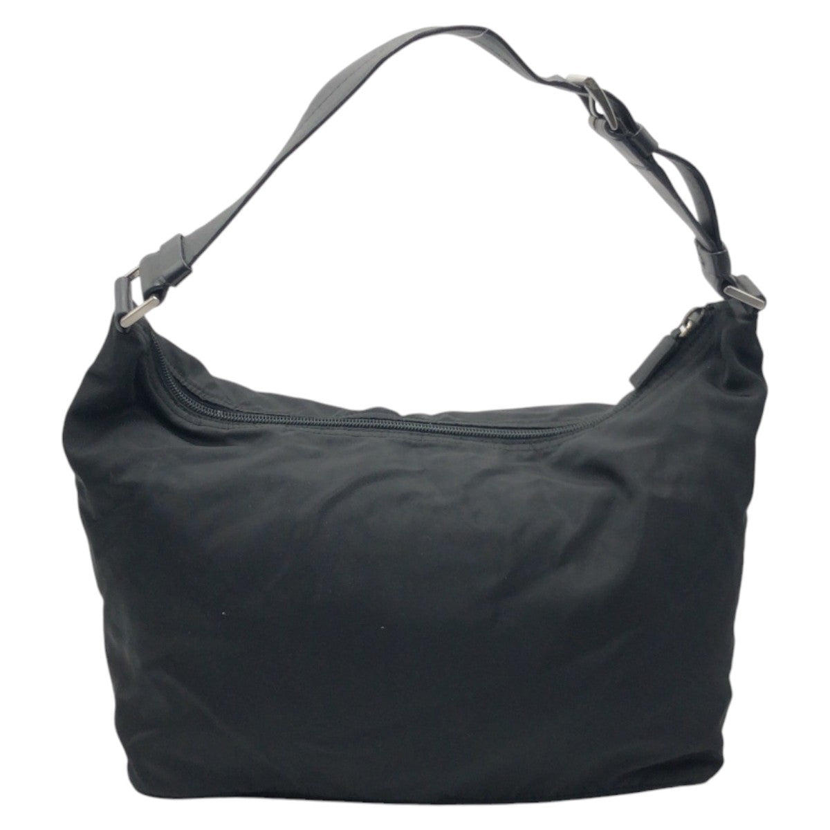 PRADA Tessuto Triangle Logo Plate Black Silver Hardware Nylon Shoulder Bag One Shoulder Bag Women's