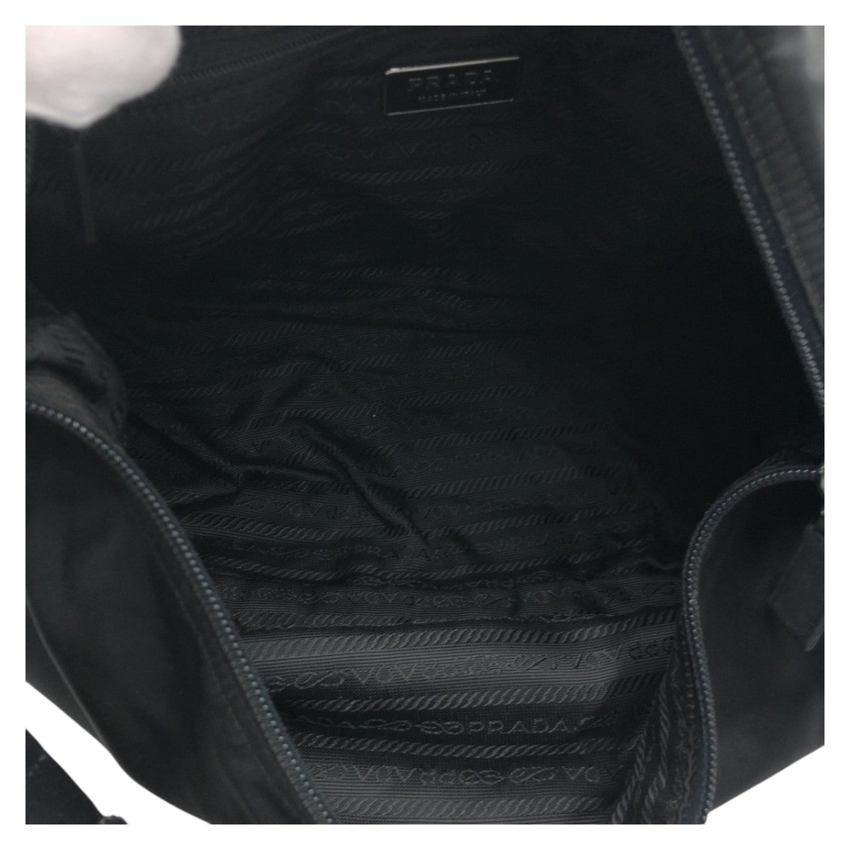 PRADA Tessuto Triangle Logo Plate Black Silver Hardware Nylon Shoulder Bag One Shoulder Bag Women's